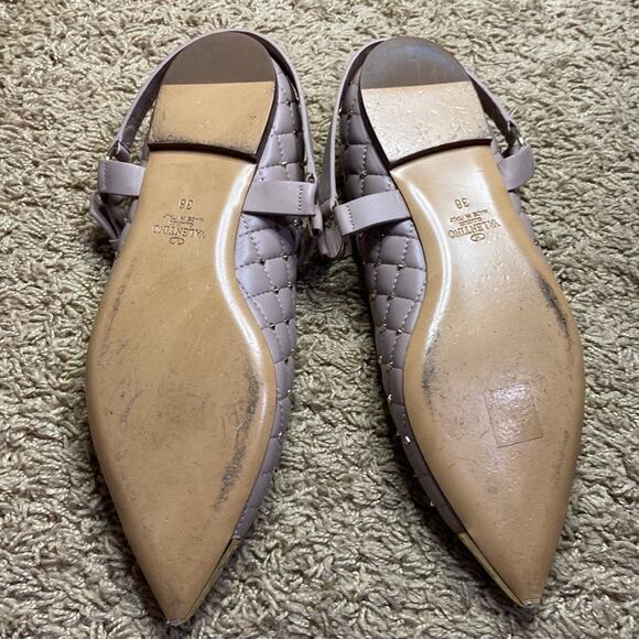 Authentic Valentino Poudre Rockstud Gold Pointe flats Shoes Size 38/8 - Picture 10 of 11